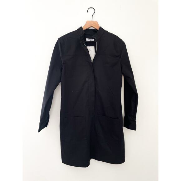 NWT Banana Republic Black Utility Shirt Dress Size 4 Zip Front Mini Long Sleeve - Picture 1 of 10